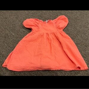 H&M Pleated Orange Pink Sundress Cap Sleeves 2T EUC!